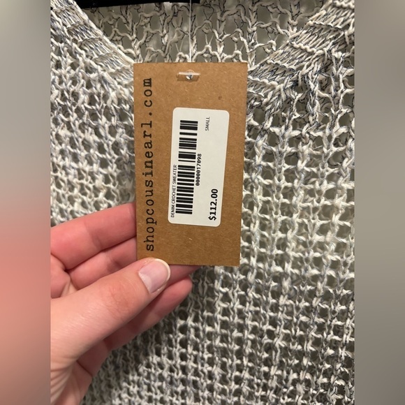 NWT Charlie B Denim Crochet Sweater, size S - Picture 4 of 7